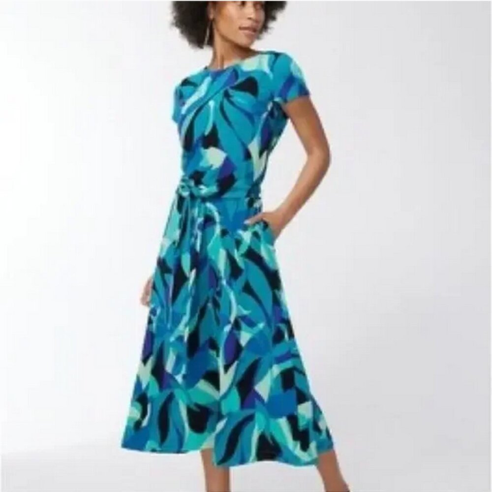 NWT Chico's Travelers Leafy Oasis Dress Size 0 =US Size Small